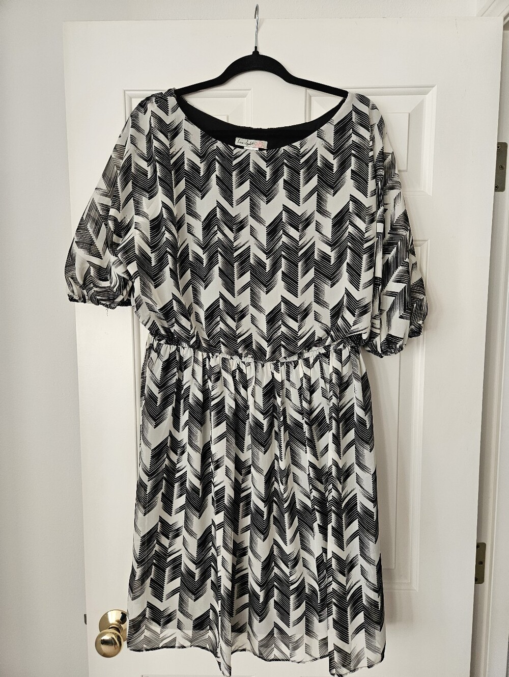Live Squared Black & White Print Women’s Dress 1x